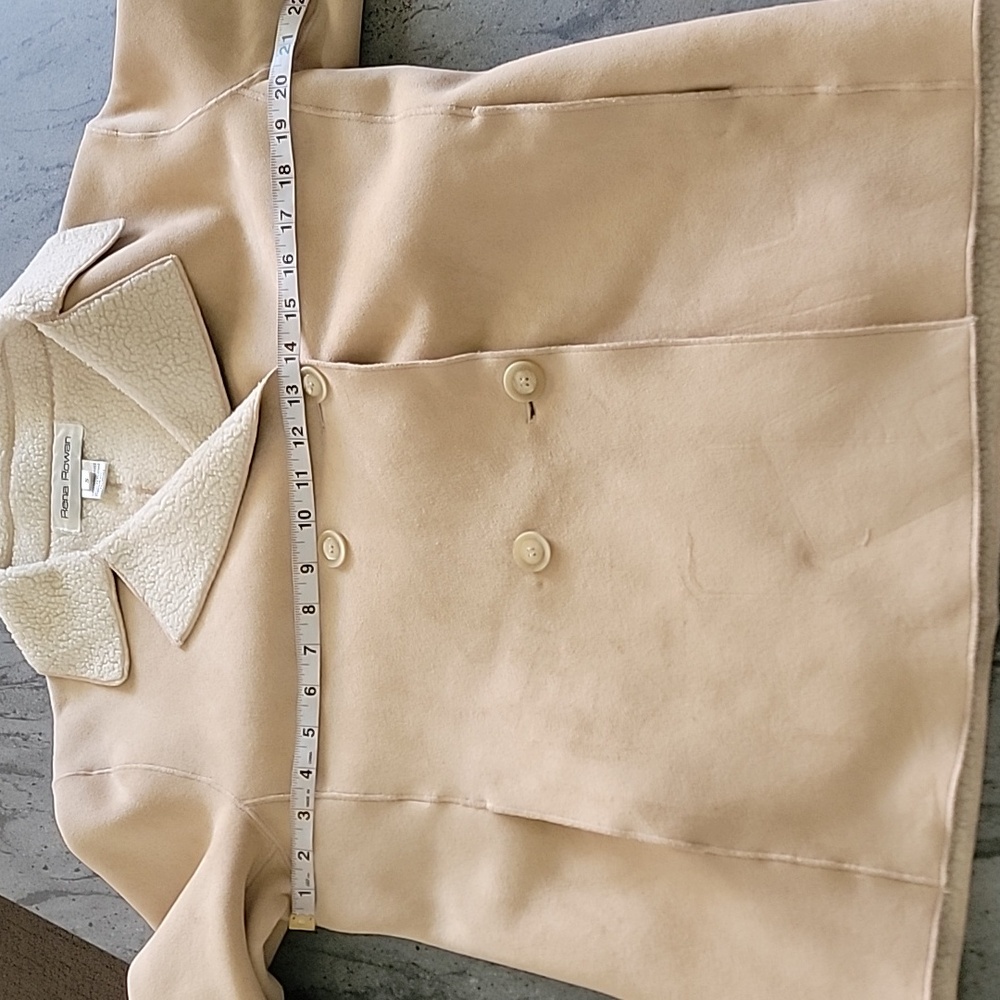 RENA ROWAN Faux Suede and Sherpa Jacket/Coat Tan Beige Size S - Picture 11 of 13